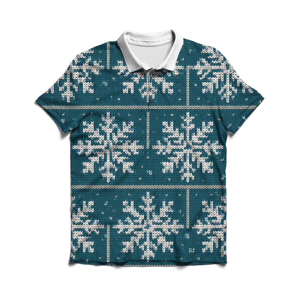 Festive Snowflake Brickwork Design embroidered polo tops