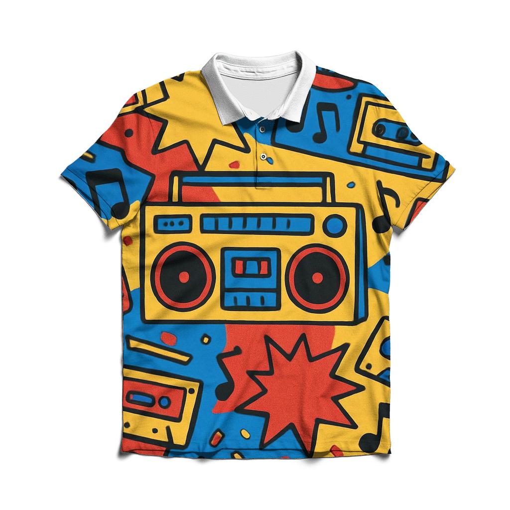 Boombox Pop Collage custom polo shirts