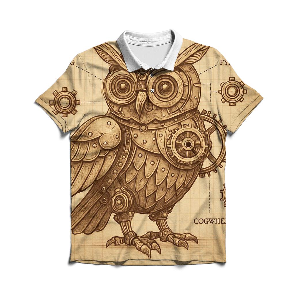 Mechanical Owl Blueprint casual sports polo shirts