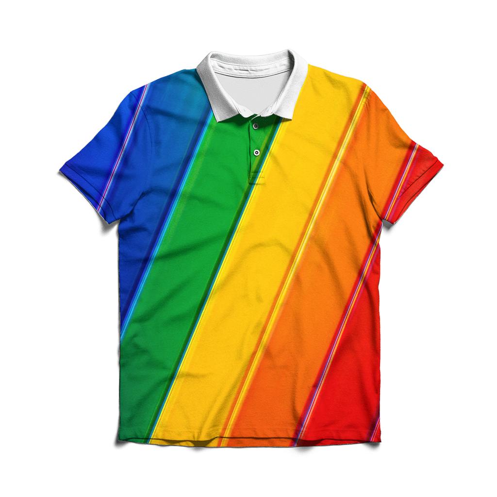 Rainbow Prism Strip embroidered polo tops