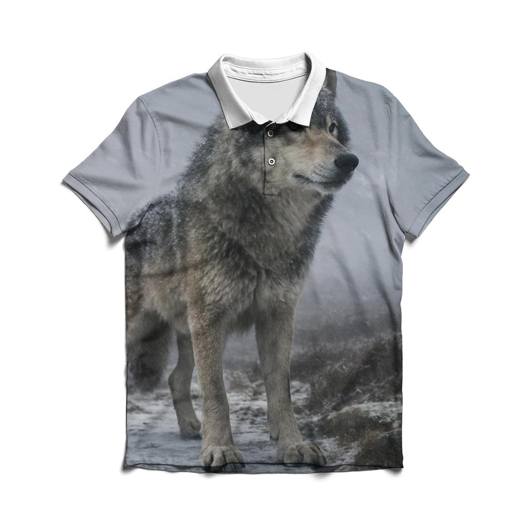 Highland Sentinel In Snowstorm premium cotton polo shirts