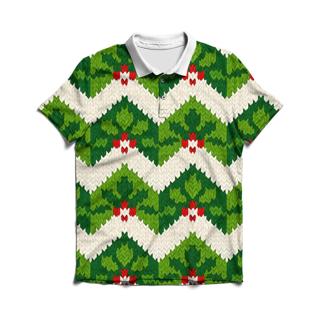 Holly Leaf Chevron Stack Design premium cotton polo shirts