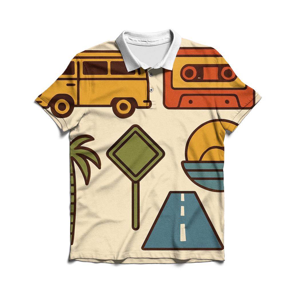 Retro Road Trip Icons casual sports polo shirts