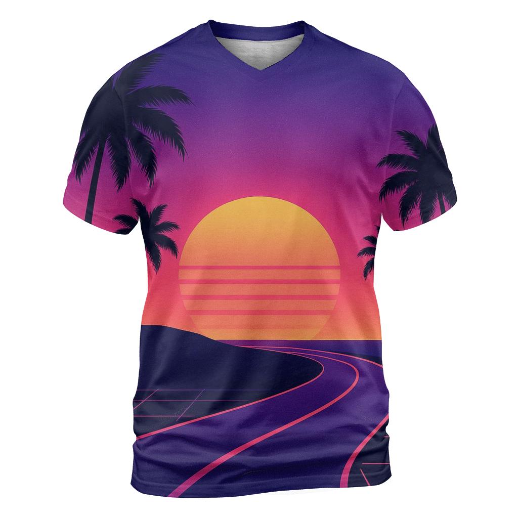 Retro Wave Coastal Drive unique graphic print tees