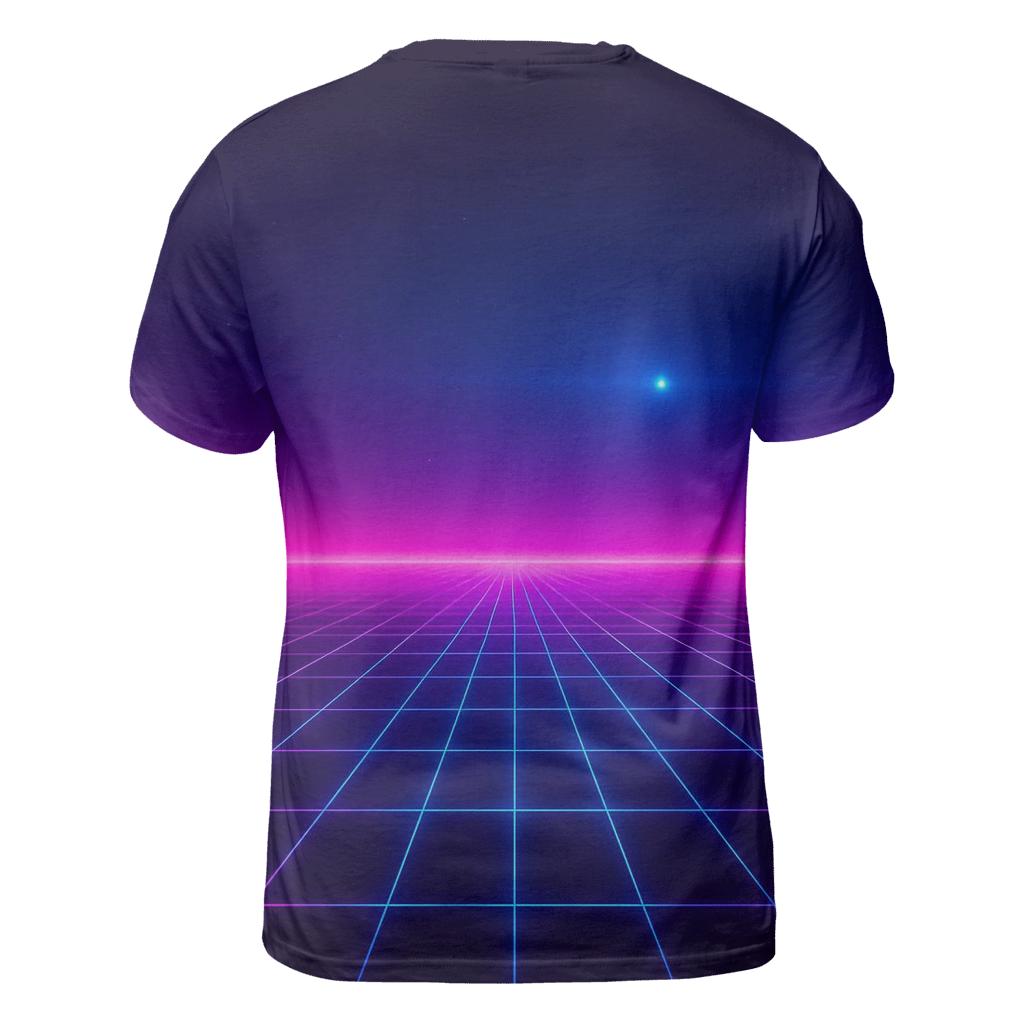 Neon Grid Horizon artistic all-over print tops