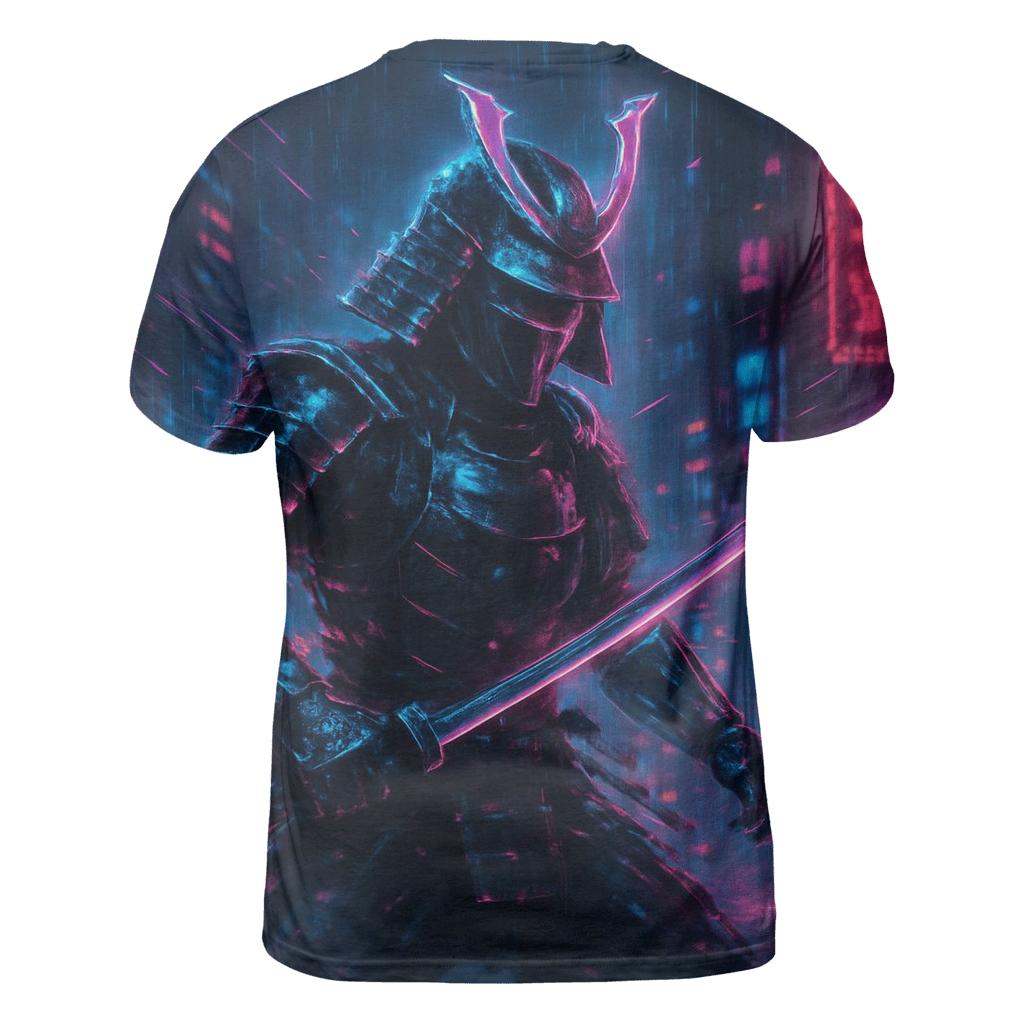 Neon Cyber Samurai statement graphic shirts