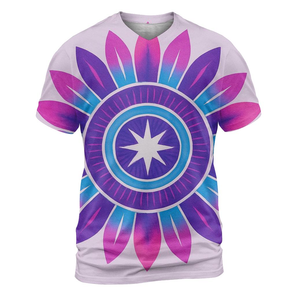 Mandala Sunburst Magenta vibrant all-over design tees