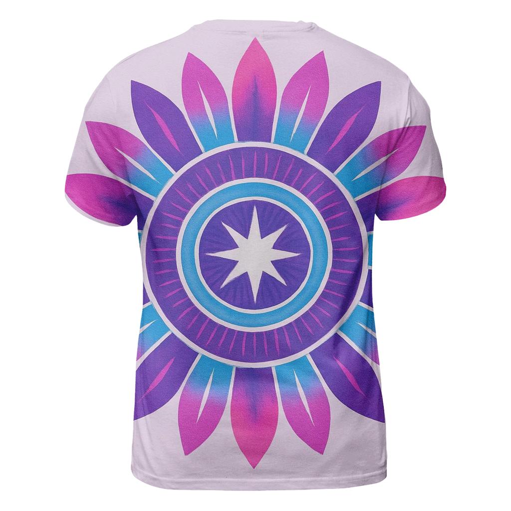 Mandala Sunburst Magenta vibrant all-over design tees