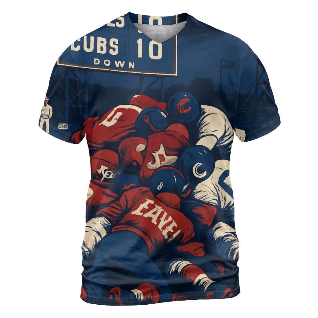 Scoreboard Scramble artistic all-over print tops