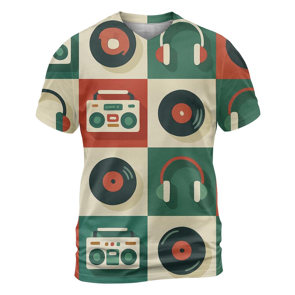 Boom Box Icon Grid artistic all-over print tops