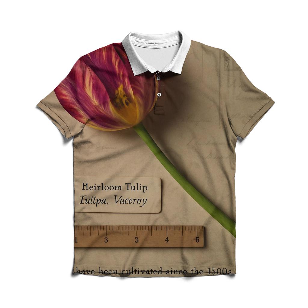 Historic Herbarium Tulip Study premium cotton polo shirts