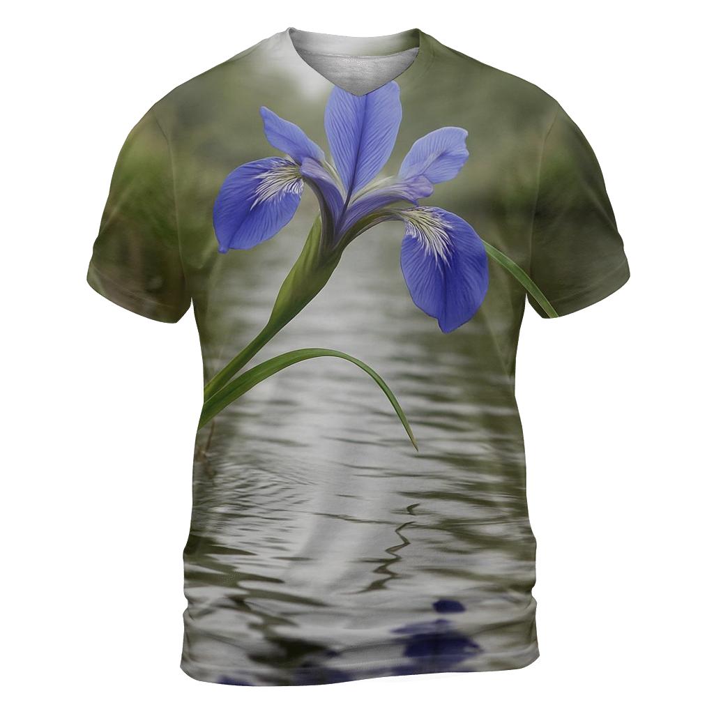 Riverbank Blue Iris Reflection designer pattern shirts