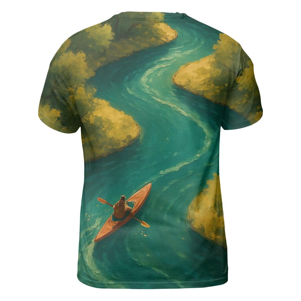 Kayak River Ribbon vibrant all-over design tees