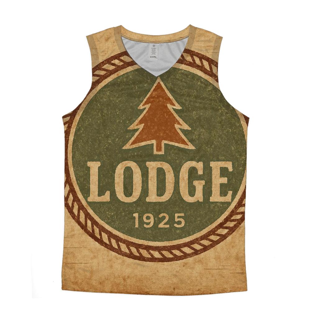 Rustic Mountain Lodge Badge custom tank tops