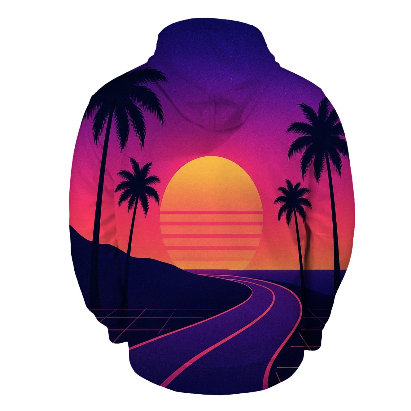 Retro Wave Coastal Drive custom hoodies