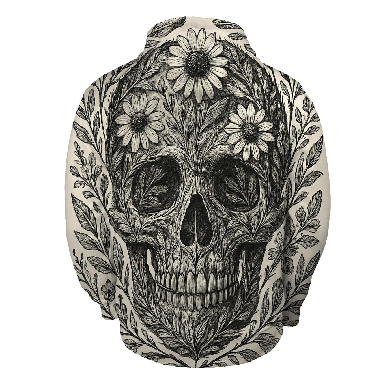 Botanical Line Art Skull hoodie trends