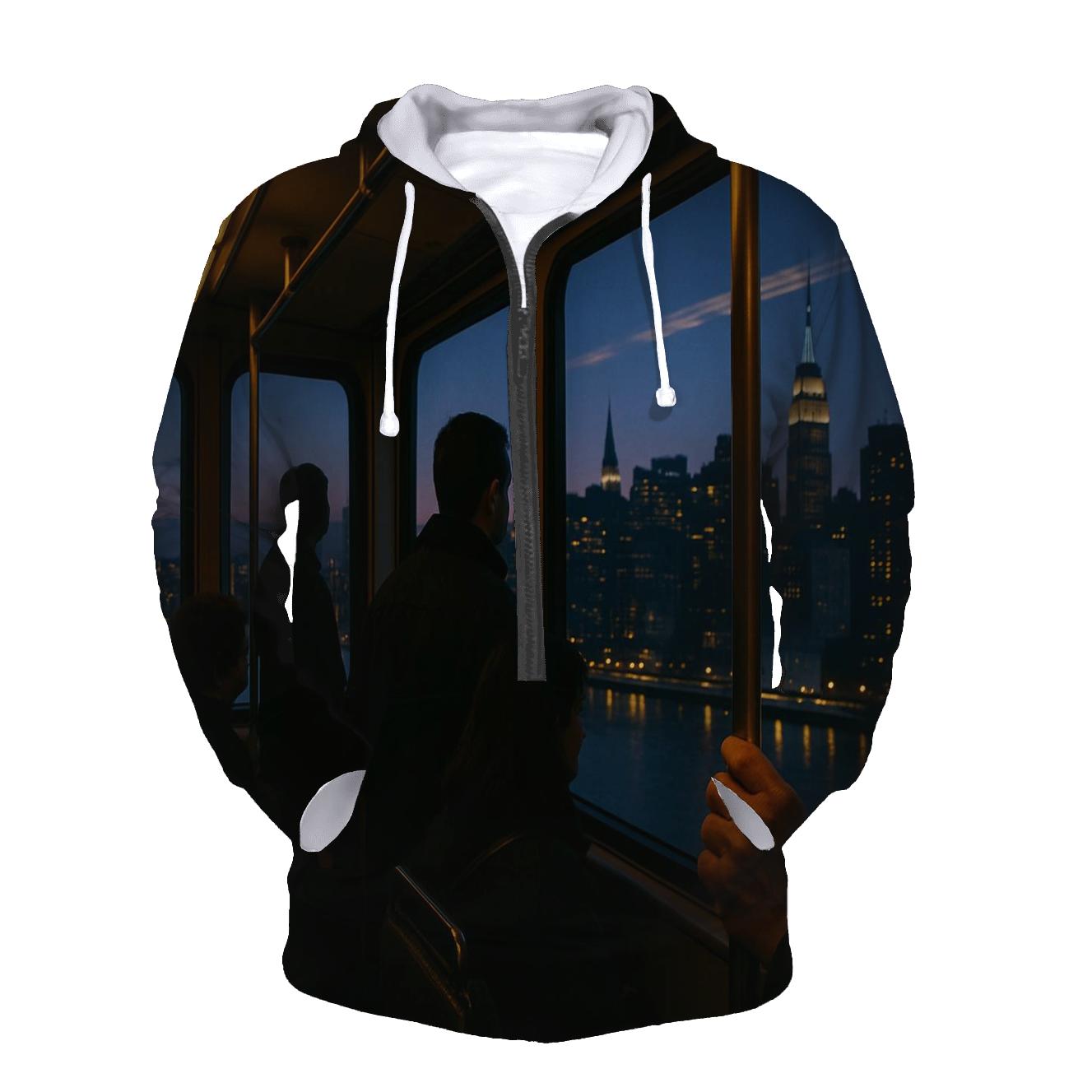 Roosevelt Island Tram At Twilight zip-up hoodies