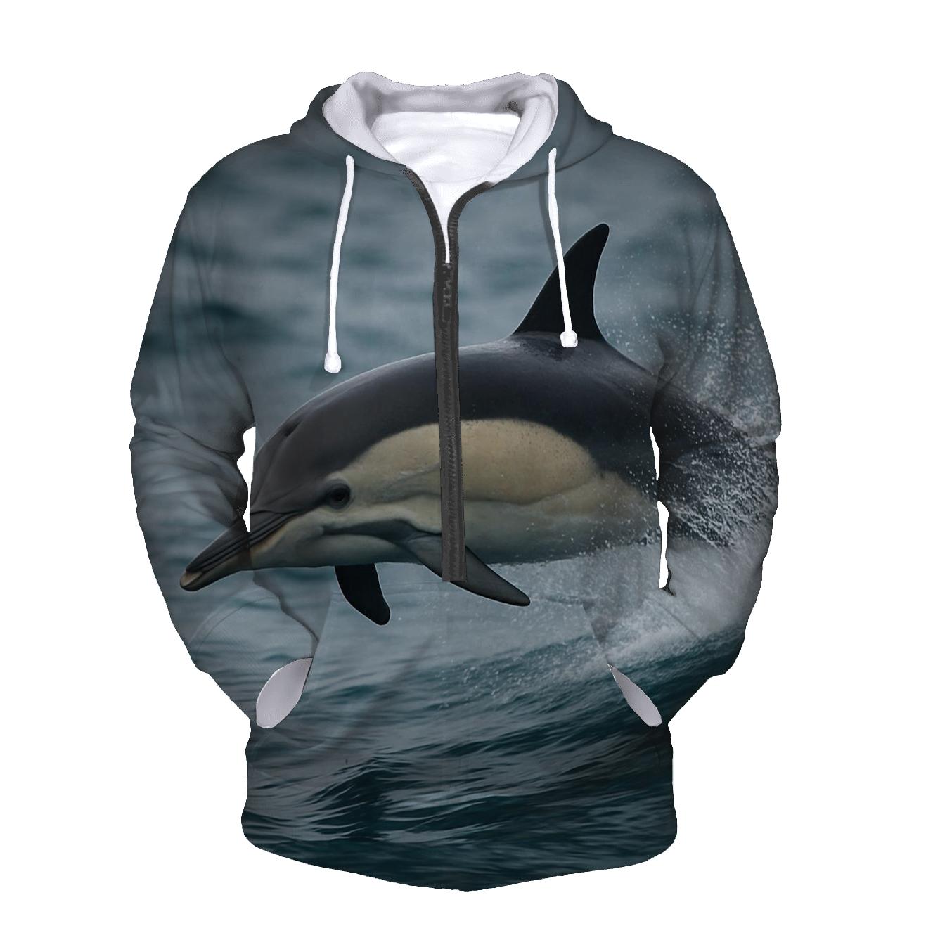 Pelagic Hunter Common Dolphin embroidered hoodies