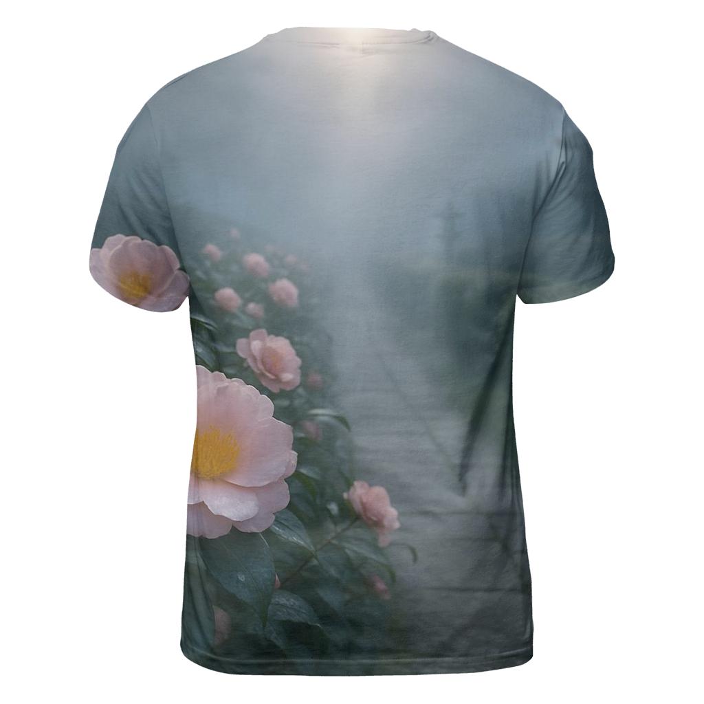 Tea Garden Camellia Pathway creative print fashion shirts