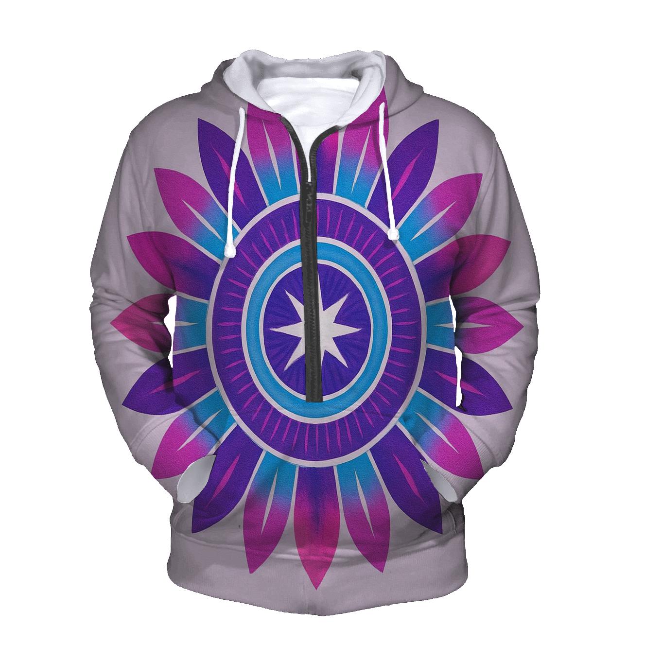 Mandala Sunburst Magenta graphic hoodies