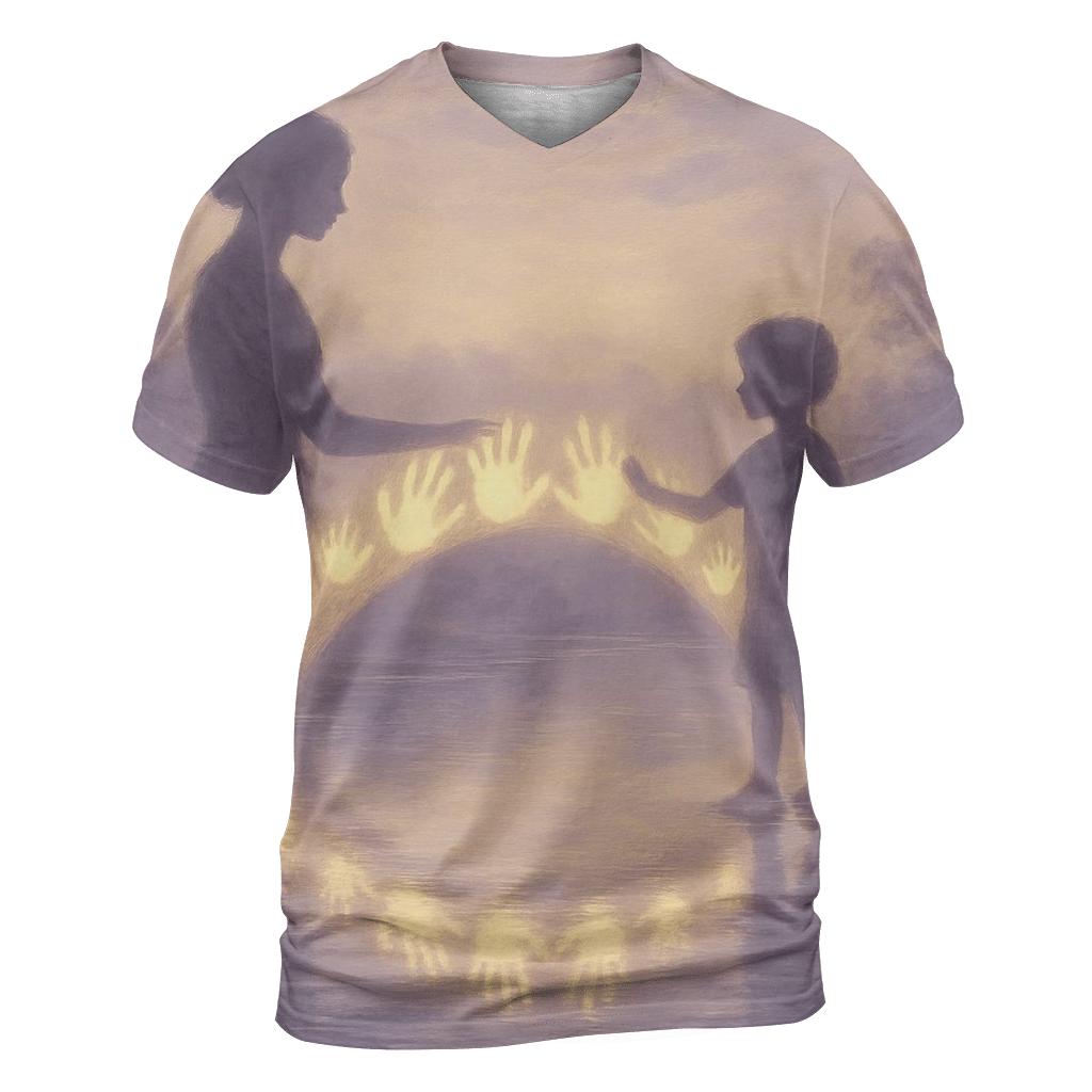 A Bridge Between Hearts artistic all-over print tops