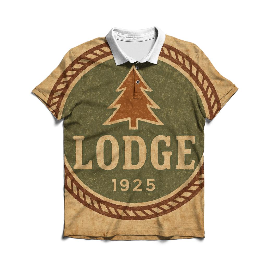 Rustic Mountain Lodge Badge personalized polo shirts