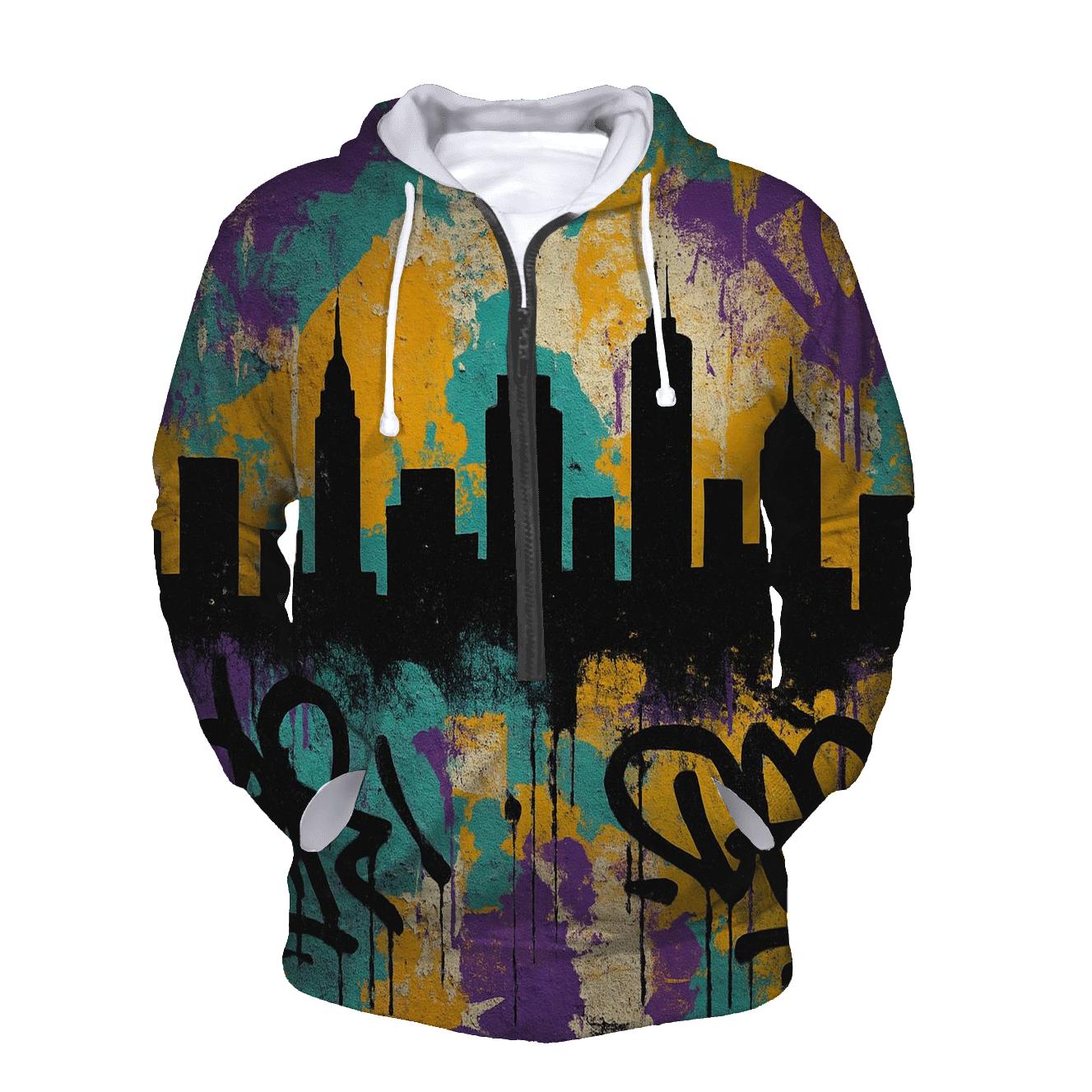 Urban Graffiti Skyline embroidered hoodies