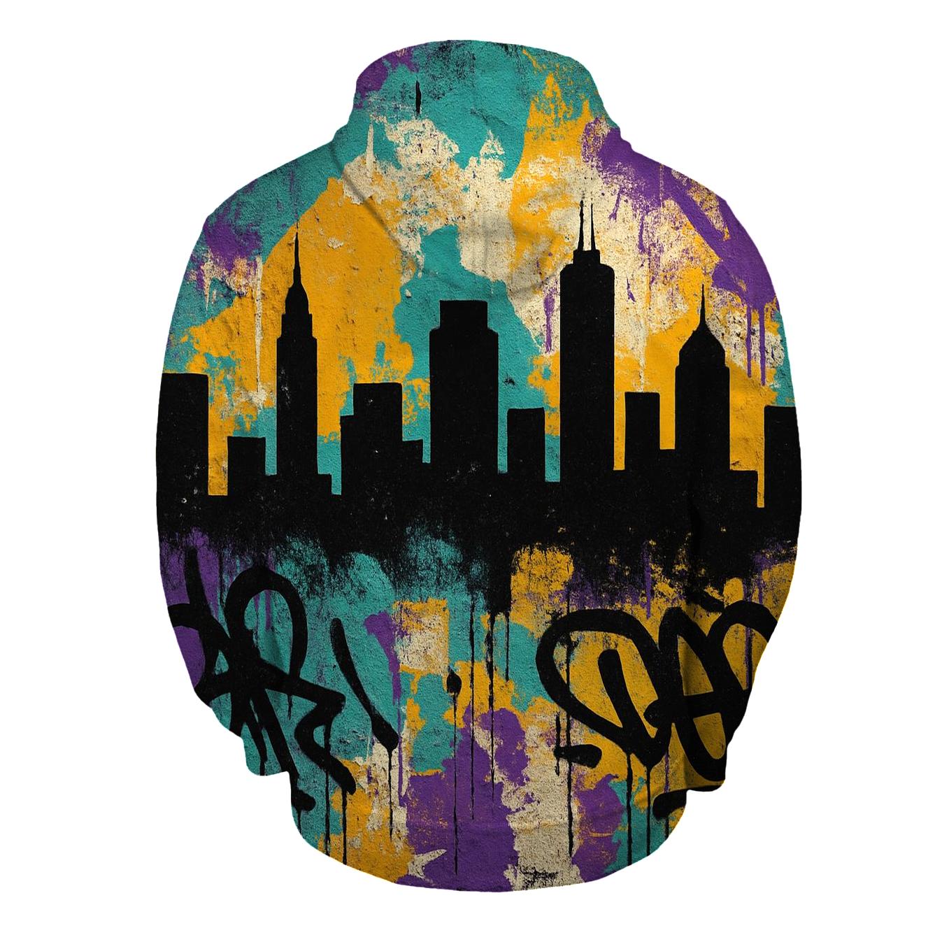 Urban Graffiti Skyline embroidered hoodies