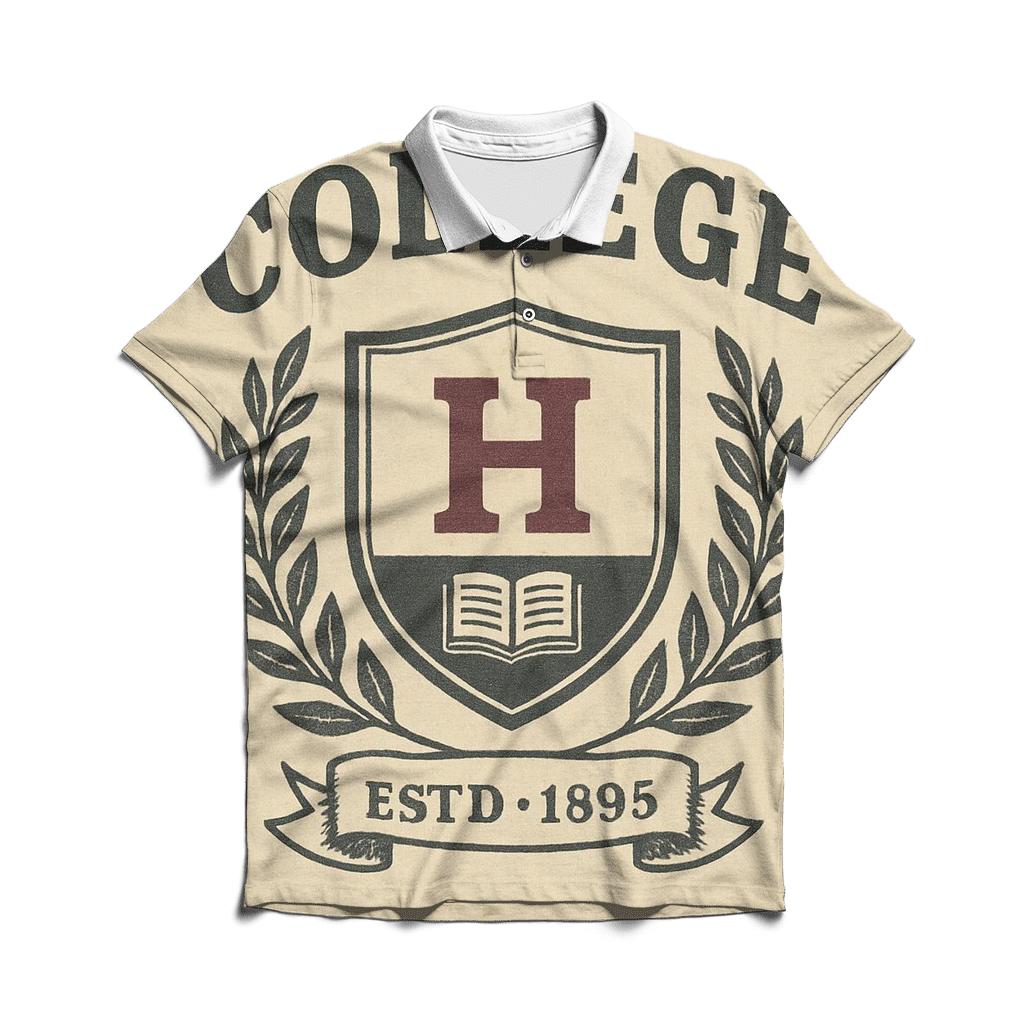 Retro College Crest Poster branded logo polo shirts