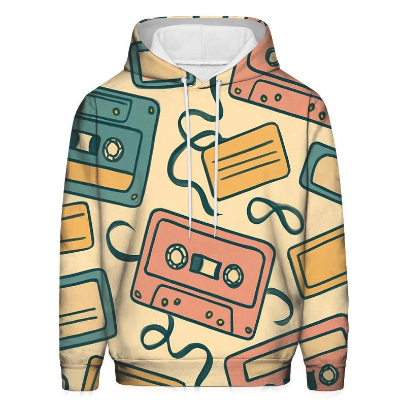 Cassette Collage Pattern zip-up hoodies