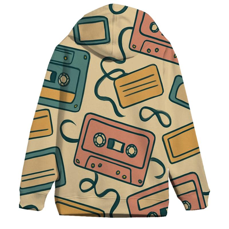 Cassette Collage Pattern zip-up hoodies