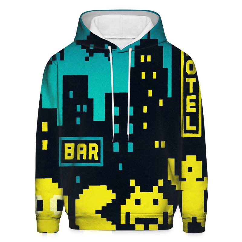 Arcade Pixel Skyline premium hoodies