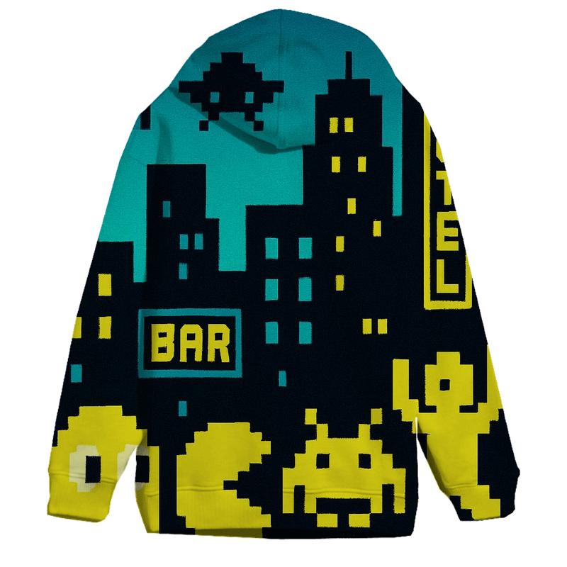 Arcade Pixel Skyline premium hoodies