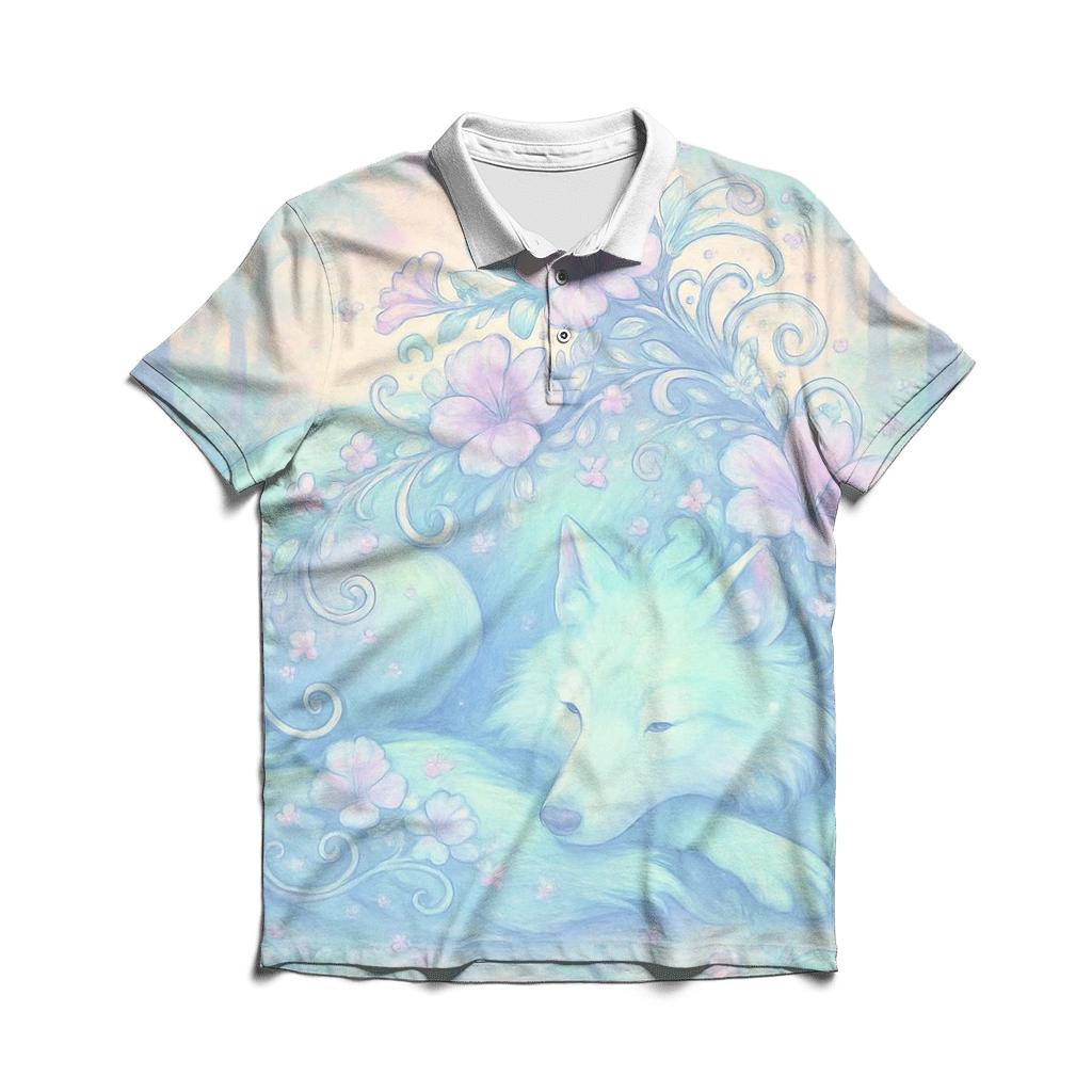 Blooming Spirit Wolf premium cotton polo shirts