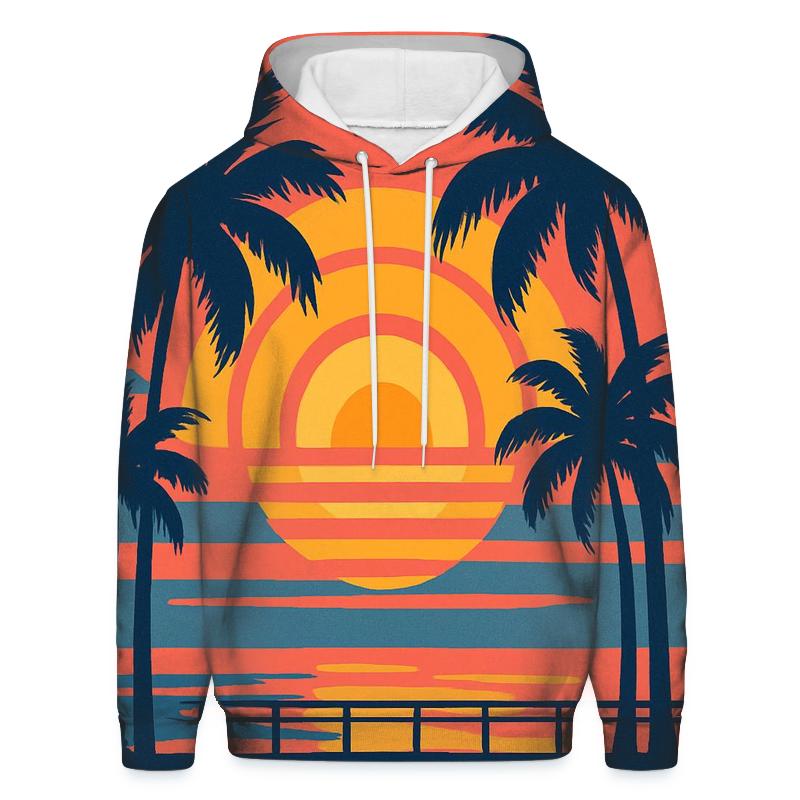 Synthwave Palm Silhouette embroidered hoodies