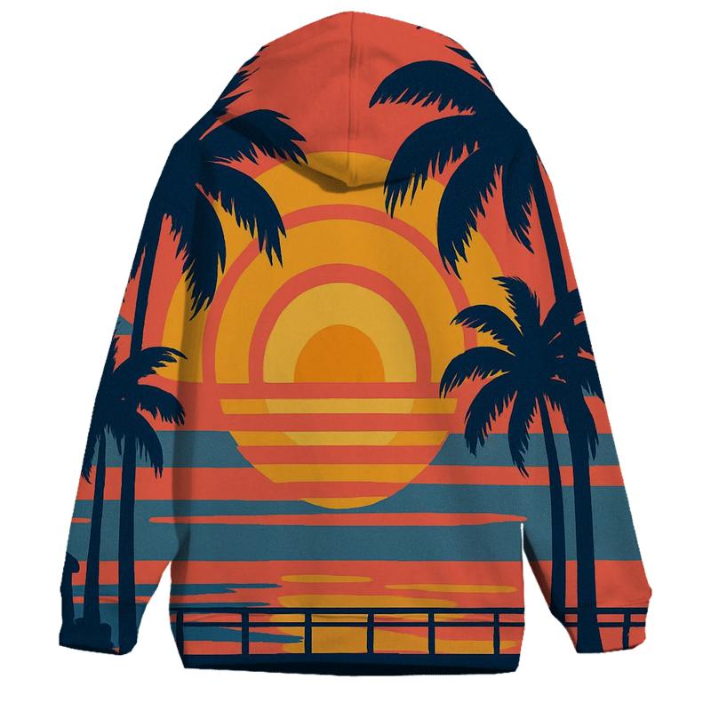 Synthwave Palm Silhouette embroidered hoodies