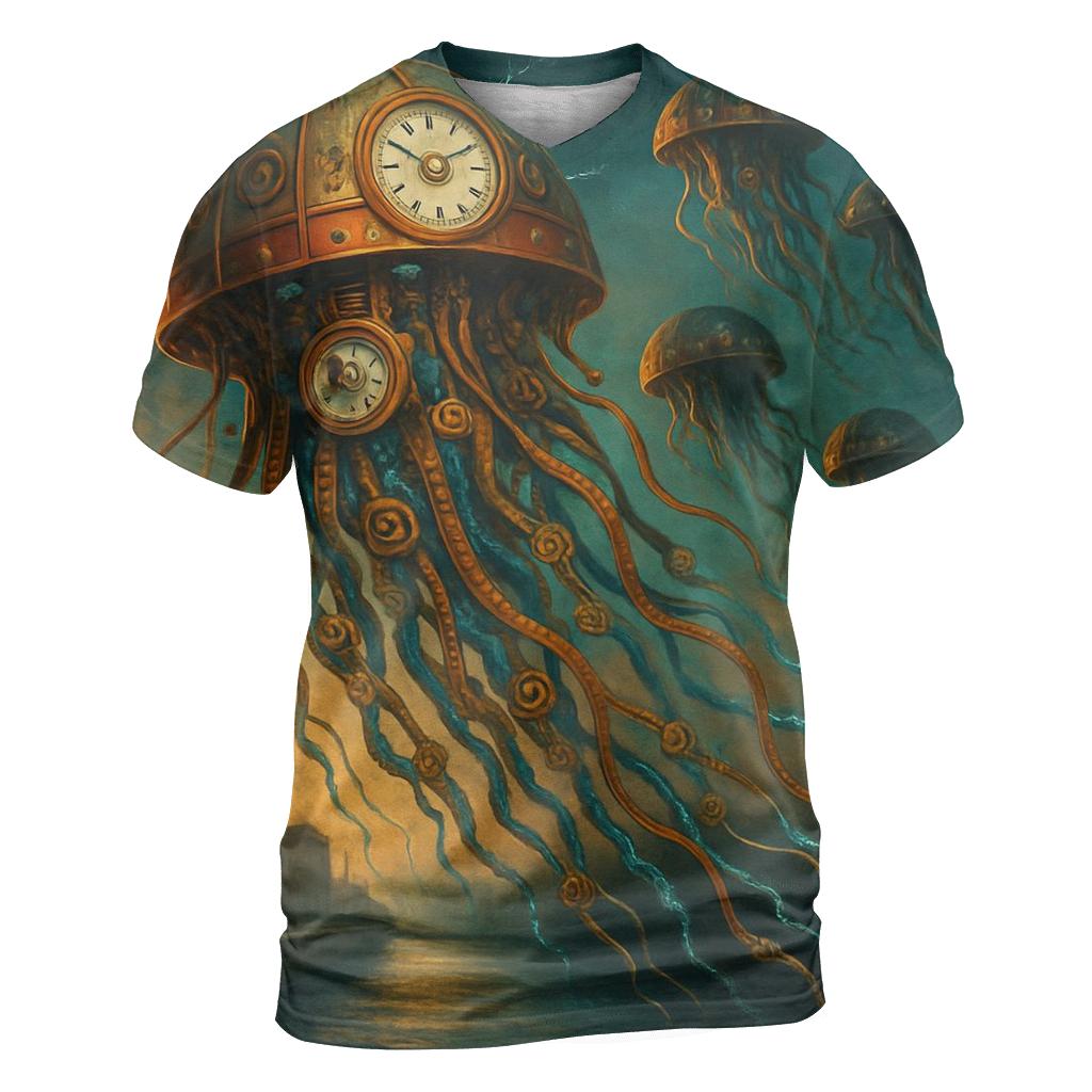 Clockwork Jelly Parade artistic all-over print tops