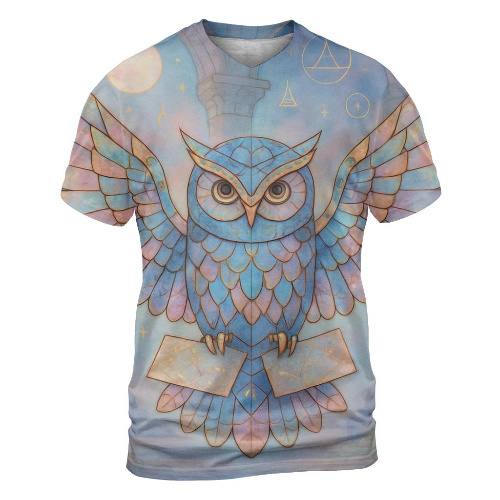 Dreamweaver Owl Mosaic artistic all-over print tops