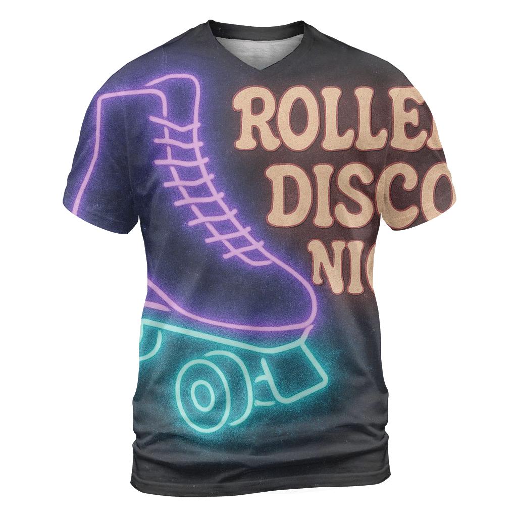 Faded Roller Rink Neon Poster trendy printed shirt styles