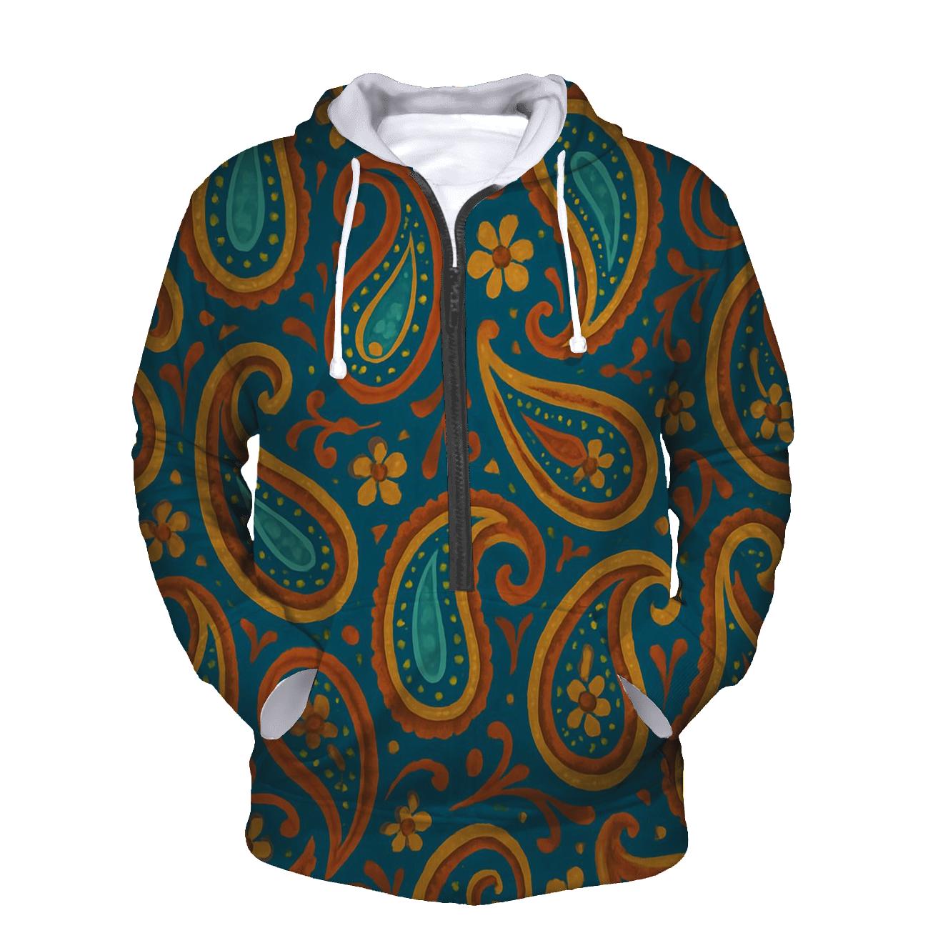 Peacock Paisley Loop designer hoodies