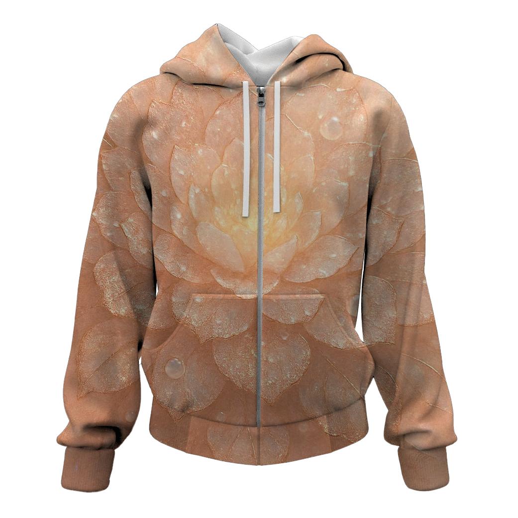 Rose Gold Petal Glow printed hoodies