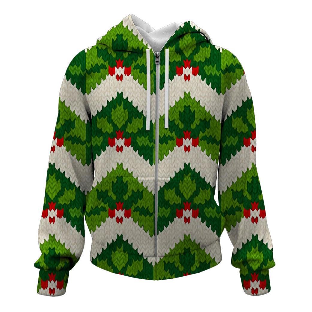 Holly Leaf Chevron Stack Design printed hoodies