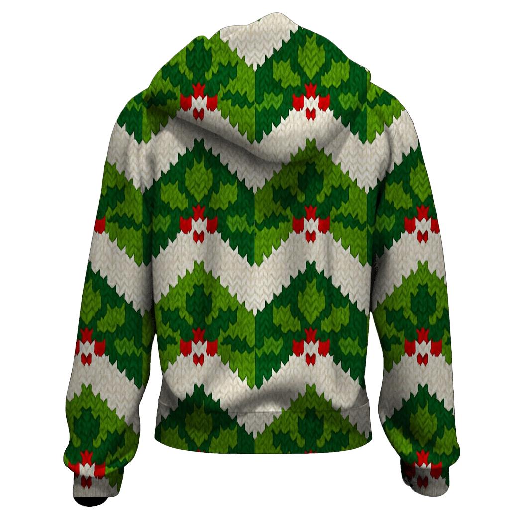 Holly Leaf Chevron Stack Design printed hoodies