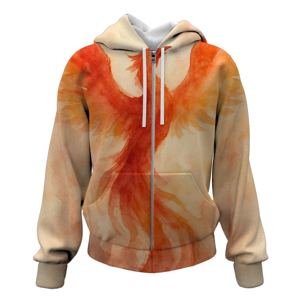 Watercolor Phoenix Rising heavyweight hoodies