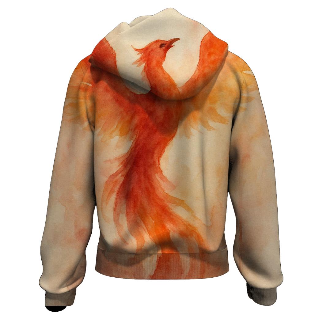 Watercolor Phoenix Rising heavyweight hoodies