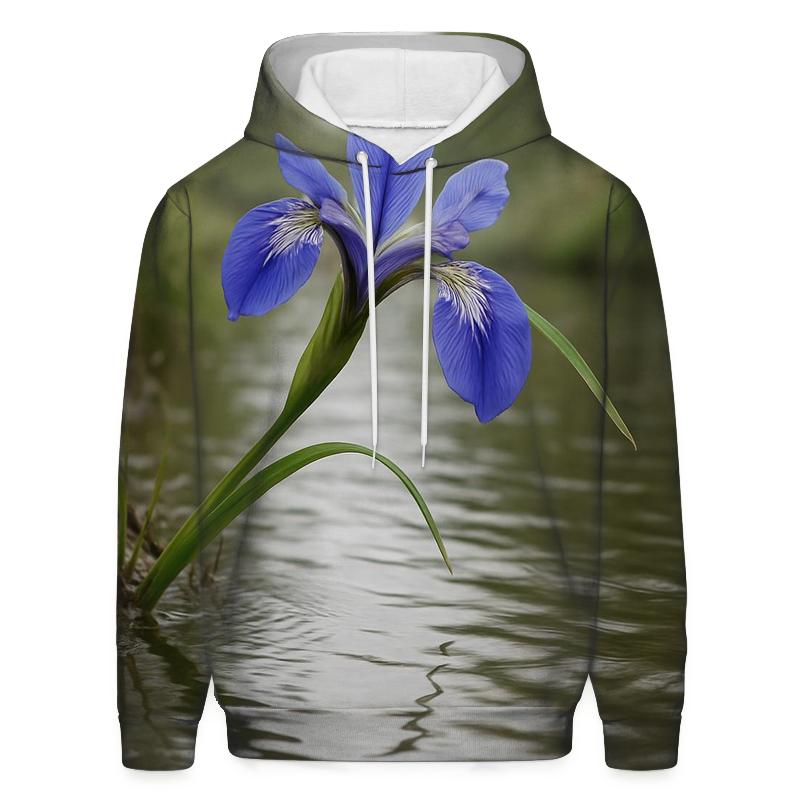Riverbank Blue Iris Reflection printed hoodies
