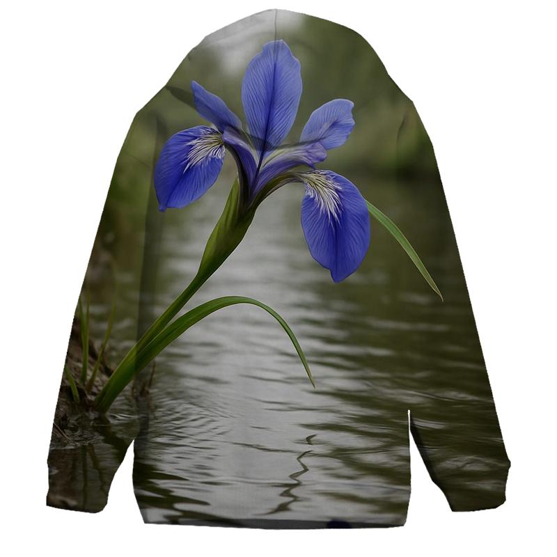 Riverbank Blue Iris Reflection printed hoodies
