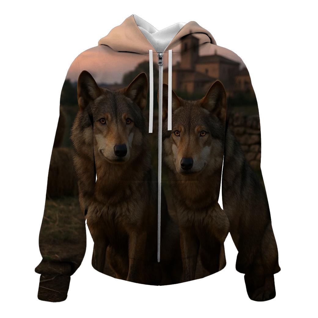 Village Outskirts Watchful Pair zip-up hoodies