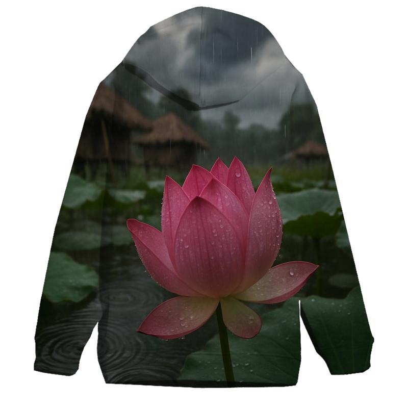 Monsoon Lotus In Village Pond heavyweight hoodies