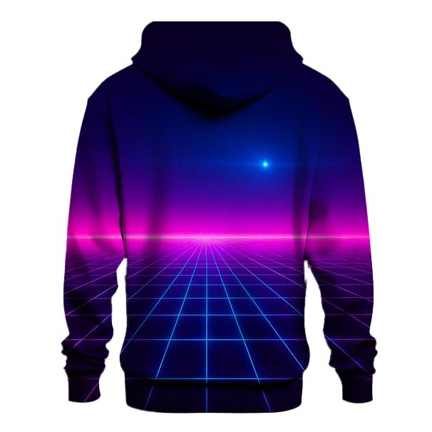Neon Grid Horizon embroidered hoodies